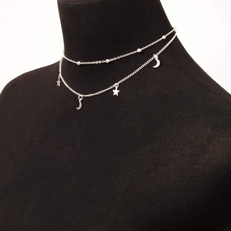 BaubleStar Star Moon Charm Necklace Layering Chain Choker for Women - Image 3